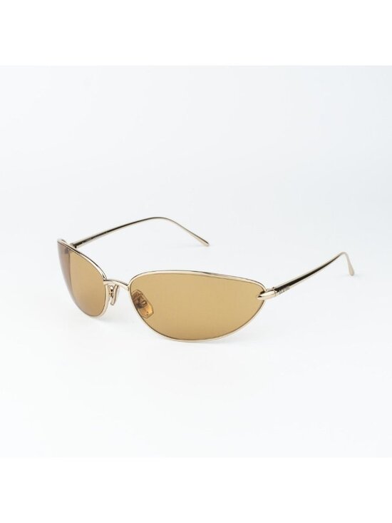 Loewe Women Sunglasses Gold Brown Wraparound LW40164U 32E NEW AUTHENTIC